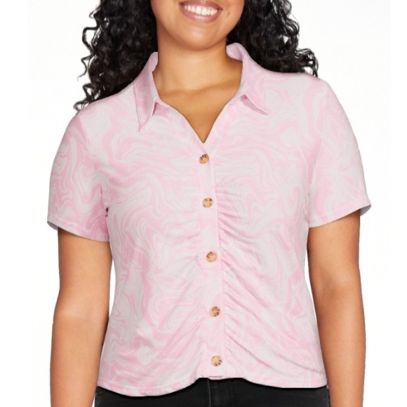 Pink Marble Button Top - Picture 2 of 3